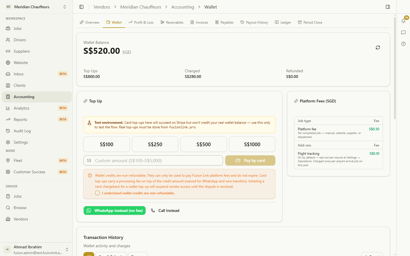 Wallet & fees — step 1: Check your balance & fees